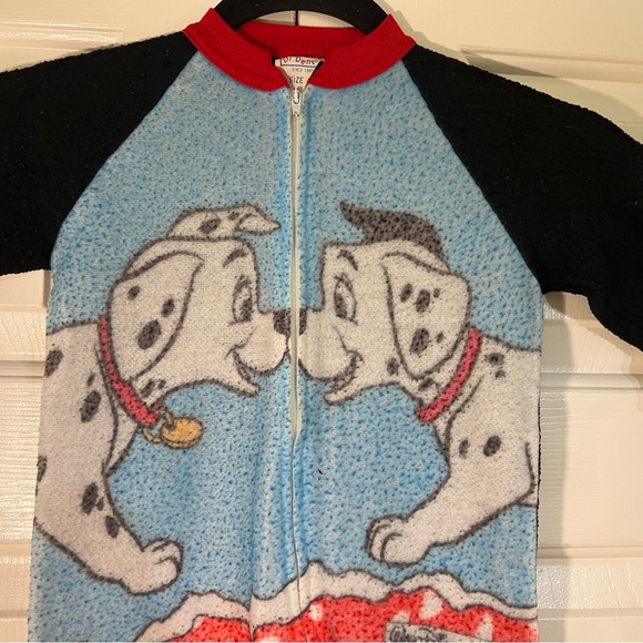 Vintage Dr Denton Disney 101 Dalmatians Fleece Footie Pajamas 4T Black Blue Red - Picture 4 of 7